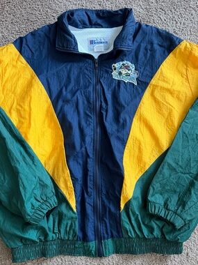 Colorblock Windbreaker Jacket in Navy/Yellow/Green